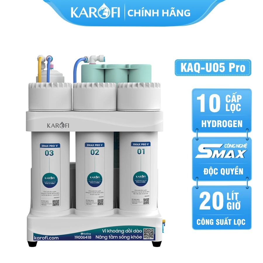MÁY LỌC NƯỚC KAROFI KAQ-U05 PRO – 10 lõi Hydrogen - SX 2024