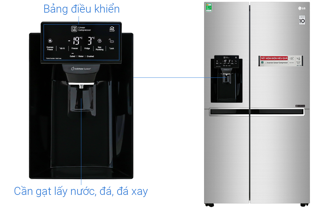 Tủ lạnh LG Inverter 601 lít Side By Side GR-D247JDS
