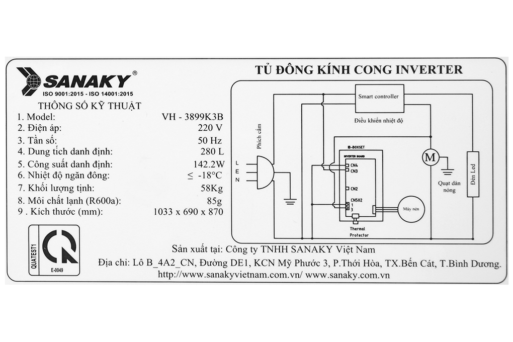 Tủ Đông Sanaky Inverter 280 lít VH-3899K3B